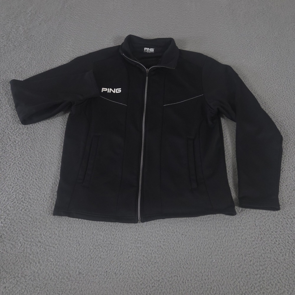 Ping Jacket Mens Medium Black Performance Full Zip Polyester Logo Midweight